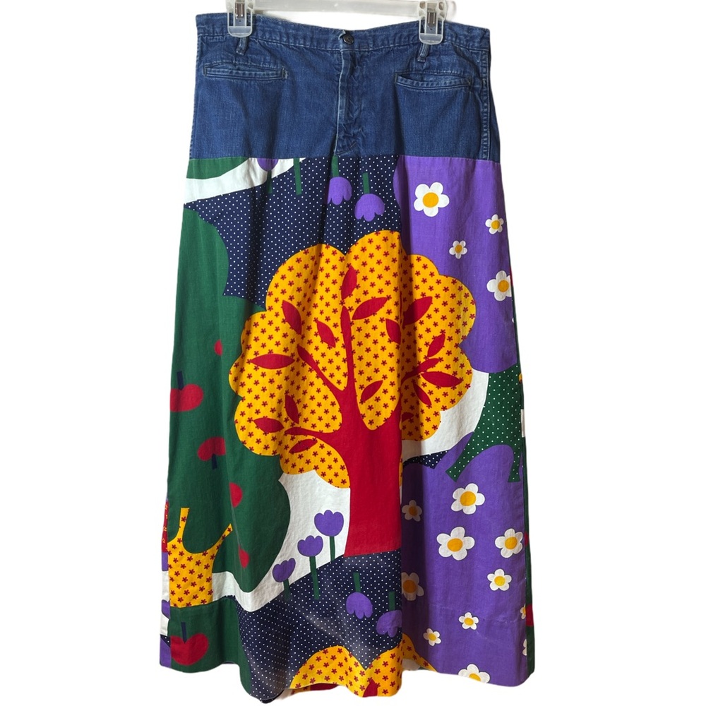 Vintage 60s 70s LANDLUBBER ART MAXI DENIM SKIRT
